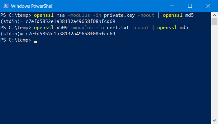 OpenSSL - Vérification de clés privées et publiques